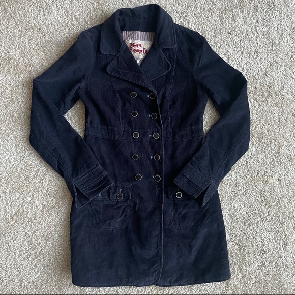 Free People Jackets & Blazers - Free People Corduroy Button Coat in Dark Blue S
